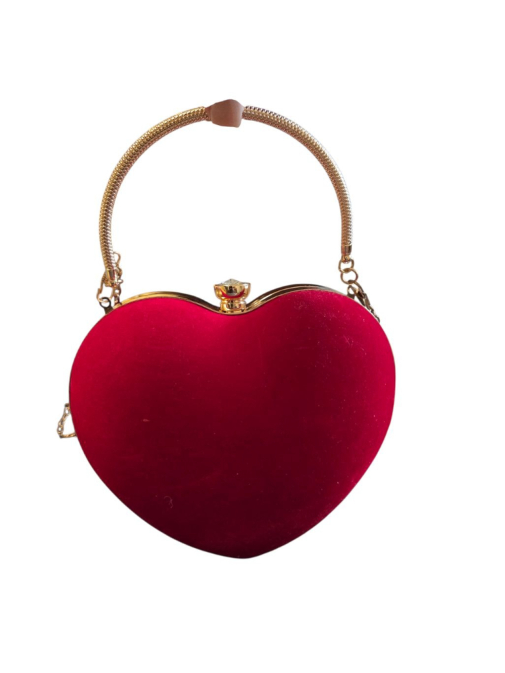 Unbranded Red Gold Heart Shaped Clutch One Size - Picture 6 of 6